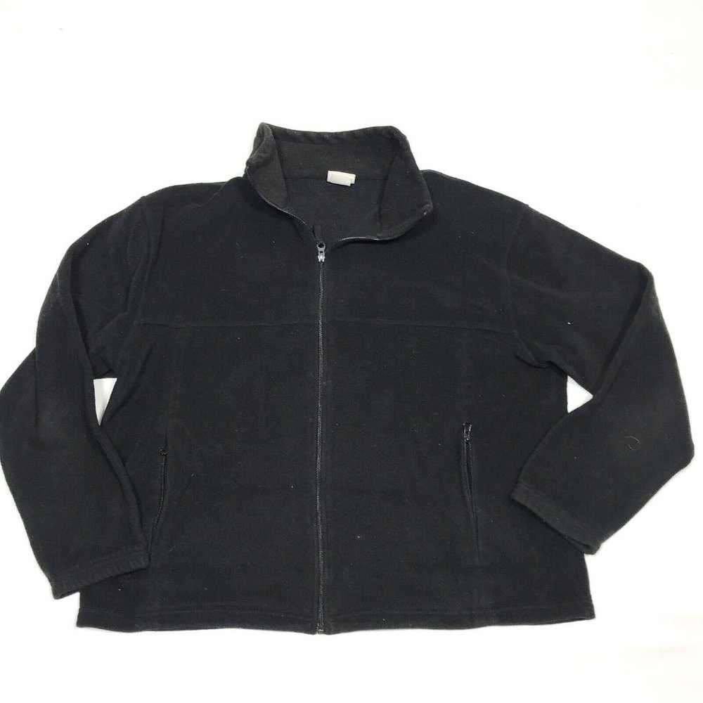Bass Pro Shop Black Full Zip Long Sleeve Fleece Sweater Jacket Mens XL